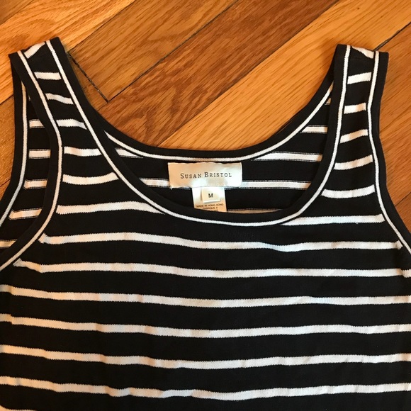 Susan Bristol Black & White Striped Tank Top - Picture 2 of 4
